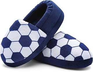 Toddler Boys Girls Football Slippers Soft Fuzzy Slip-Ons Little Kid Warm Indoor House Slipper Shoes