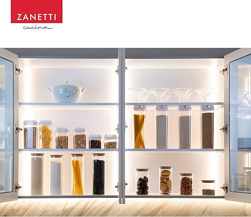 Miniatura 9 de Zanetti - Recipientes herméticos de vidrio con tapas de madera de bambú para almacenamiento de alimentos con 75 etiquetas preimpresas para despensa