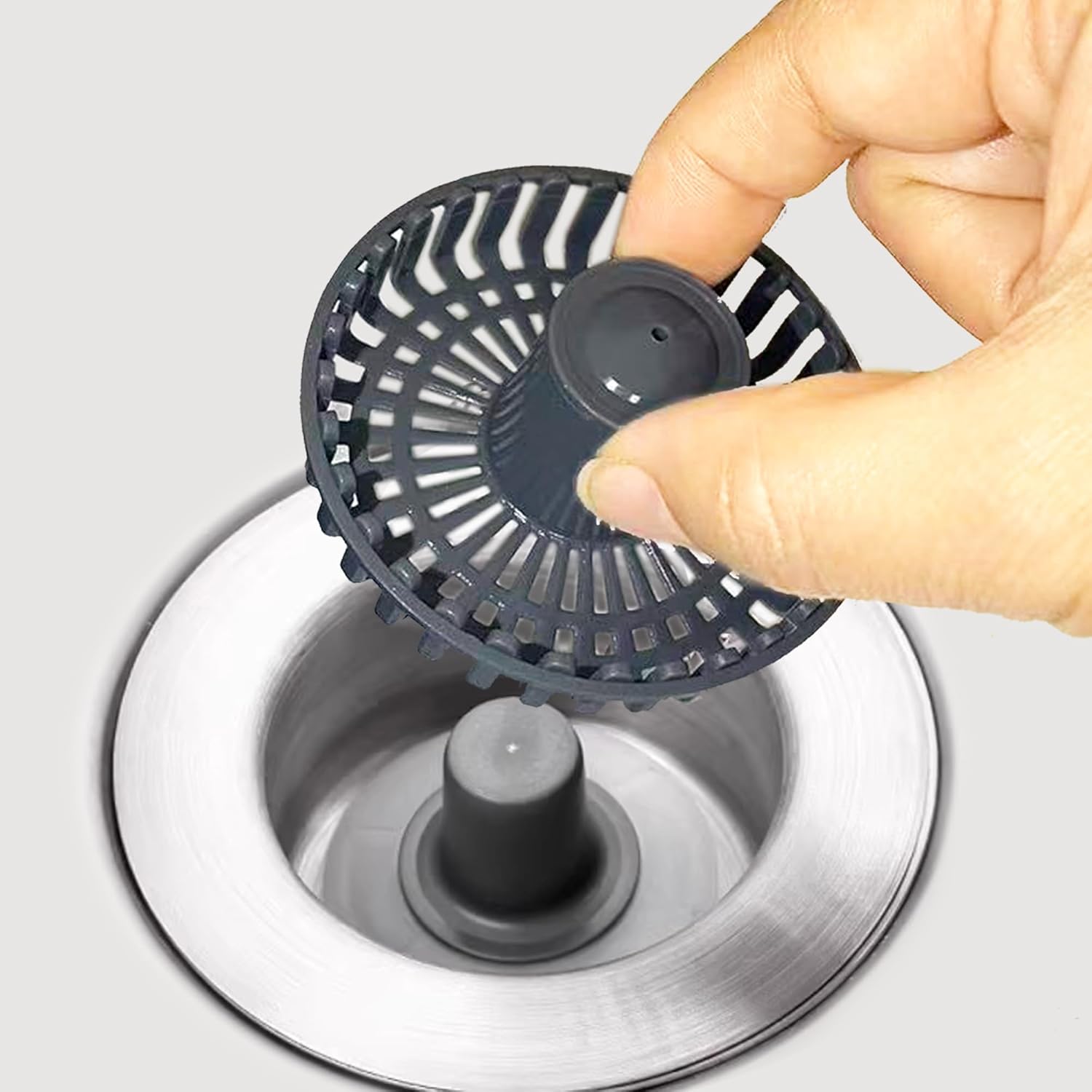 3 in 1 Pop Up Kitchen Sink Drain Strainer, with an Extra Basket Strainer, Kitchen Sink Drain Stopper for US Standard 3-1/2 Inch, Brass Material Electroplate Silver (Model E Copper Black)