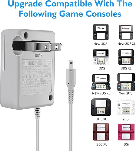 Miniatura 2 de Cargador 3DS, cargador FIOTOK 3DS compatible con Nintendo 3DSNew 3DS XLDSiDSi XL2DS2DS XL adaptador de enchufe de pared (100-240v)