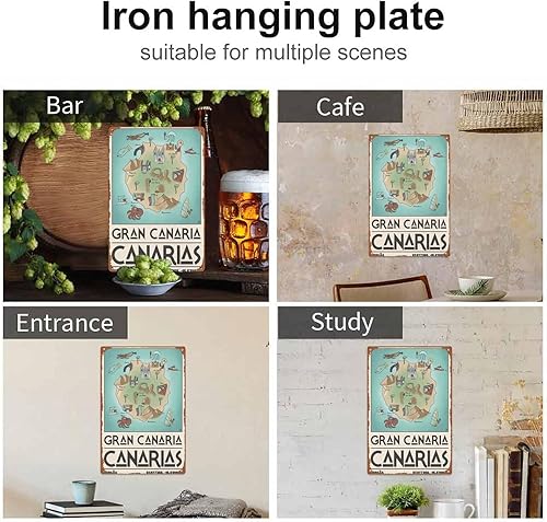 Miniatura 4 de Map of Gran Canaria Professional Tin Poster - 20 * 30CM - Ideal for Wall Decoration and Collectors