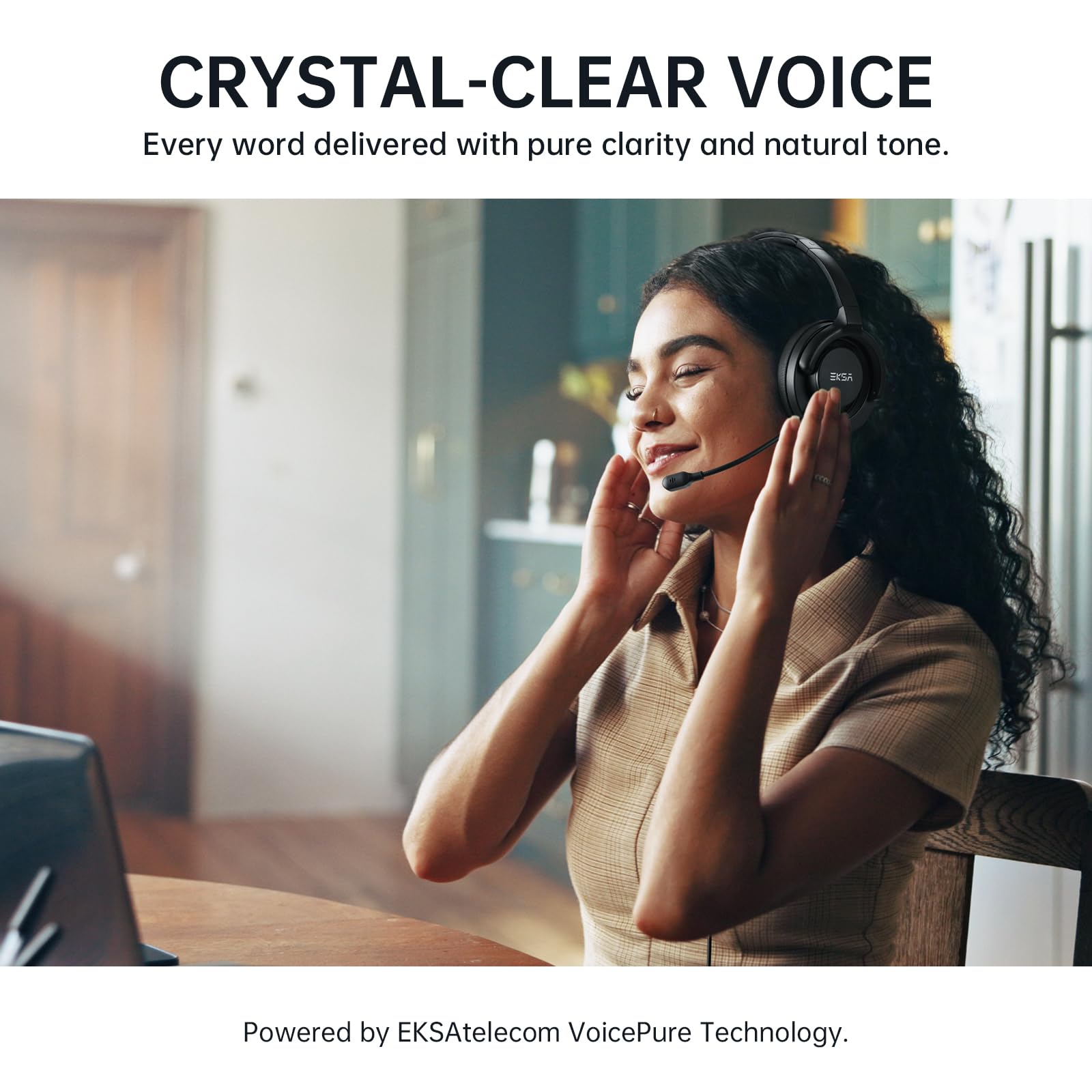 EKSA H27 Cuffie PC con Microfono, Cuffie con Filo USB-A/C, Cuffie con Pulsante di Muto, Controllo del Volume, Open-ear Wired Headset Ideali per Ufficio,Call Center Skype, Zoom