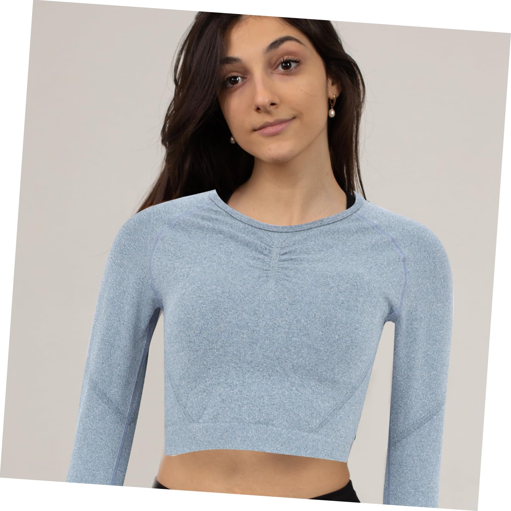 BESTYASH Ensemble de Yoga sans Coutures Bleu L, 1 Set, Chinlon, Haut