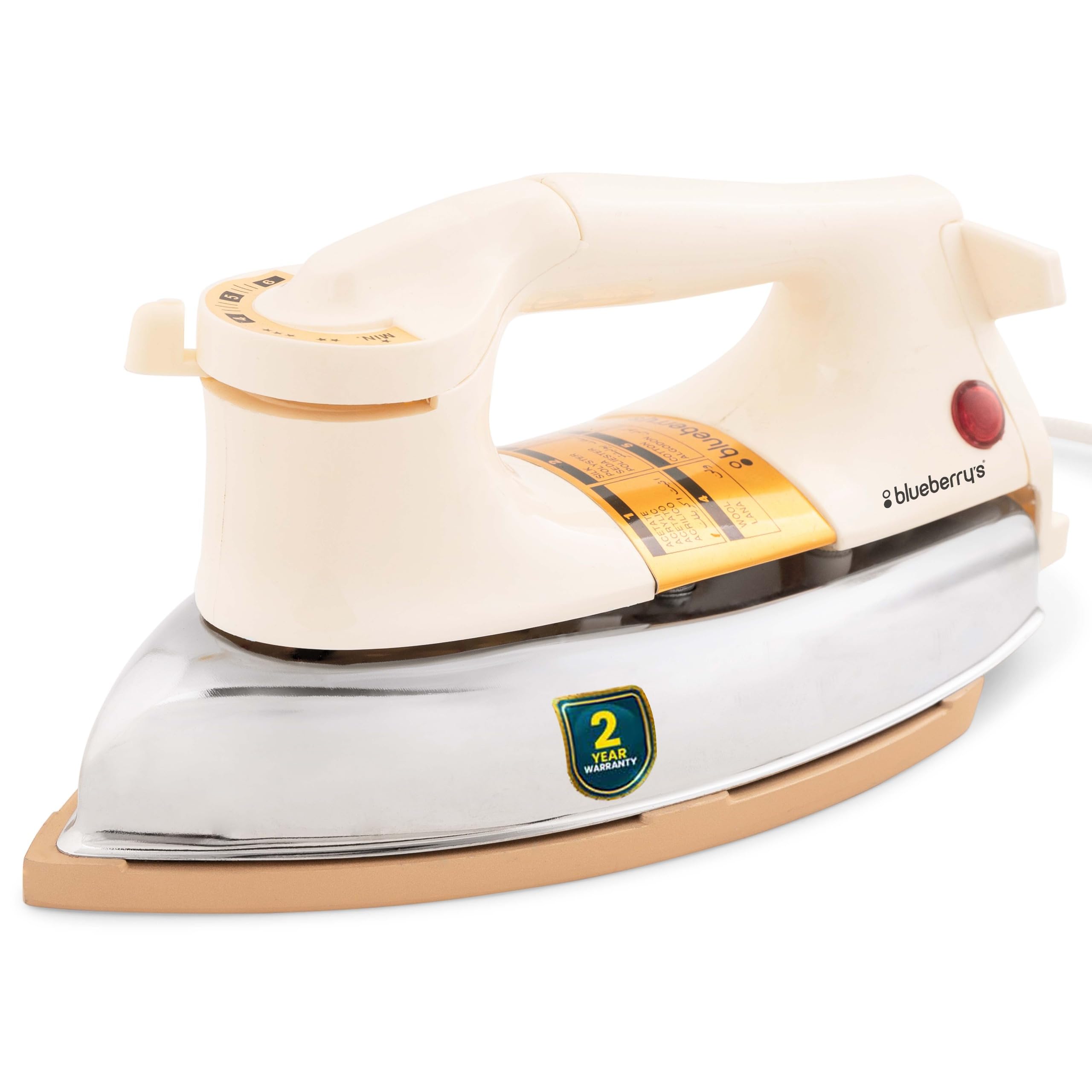 Blueberrys Stainless Steel Heavy Weight 1000 Watt Dry Iron Box, Automatic Thermostat, Golden Plate Soleplate | Isi Certified Is: 366, 1000 Watts (B0B61NVD81) Amazon Price History, Amazon Price Tracker