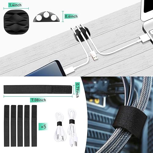 Miniatura 4 de Kit de canaleta de cables actualizado, 31 (2 x 15.4 pulgadas) cubiertas de alambre de ranura abierta para cables, sistema de gestión de cables