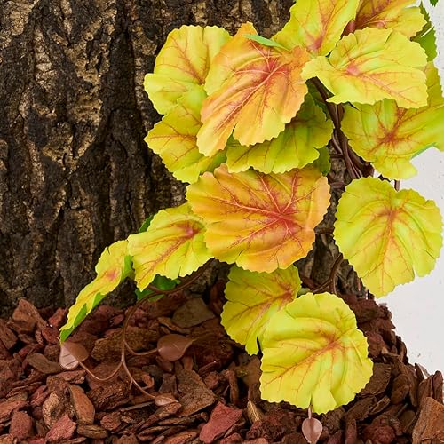 Miniatura 4 de Plantas de reptiles para terrario, decoración de hábitat de anfibios, plantas colgantes artificiales con ventosa - falso Heuchera Micrantha amarillo