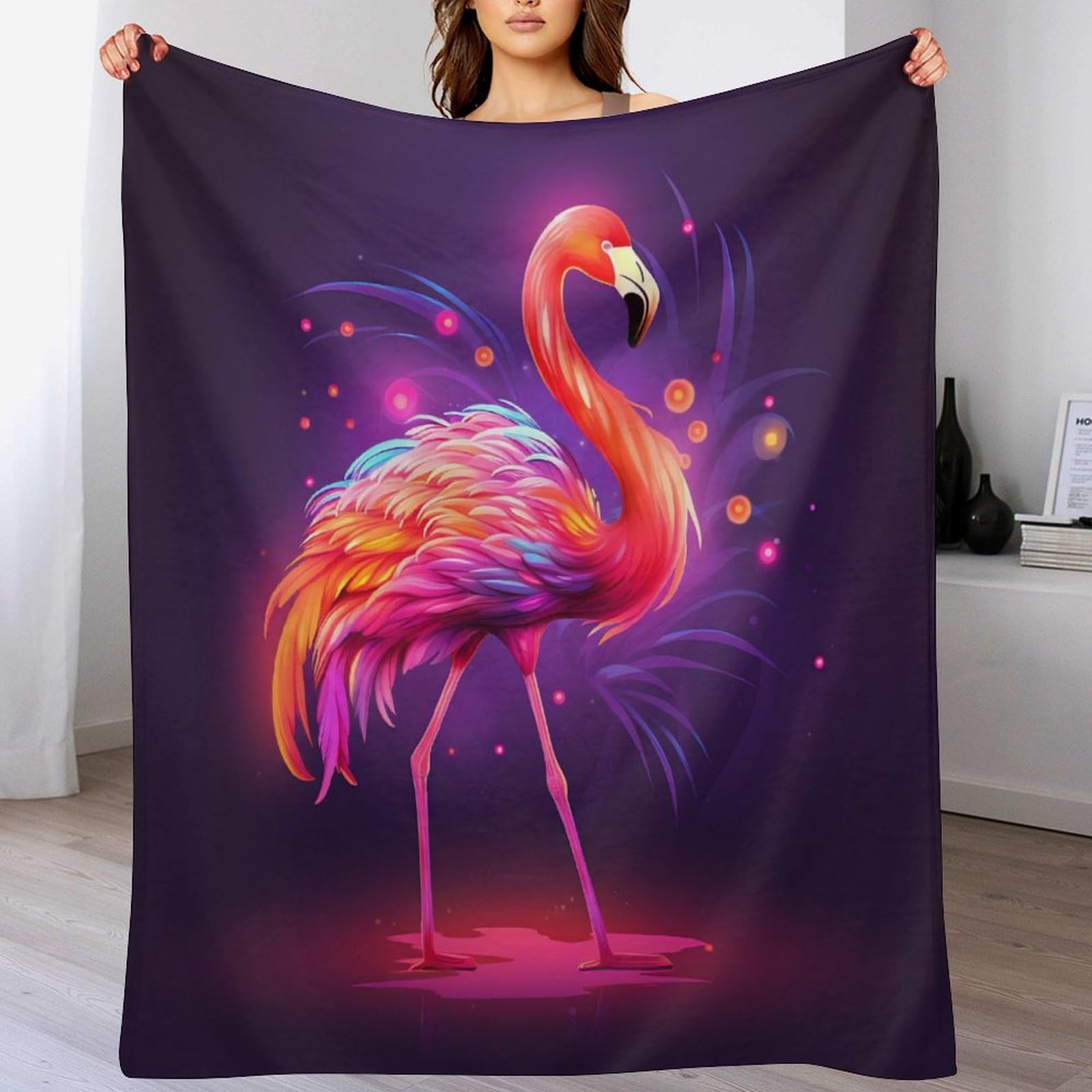 Couvre-lit flamant contre le froid : couverture en flannel douce 140x180 de canapé et balcon