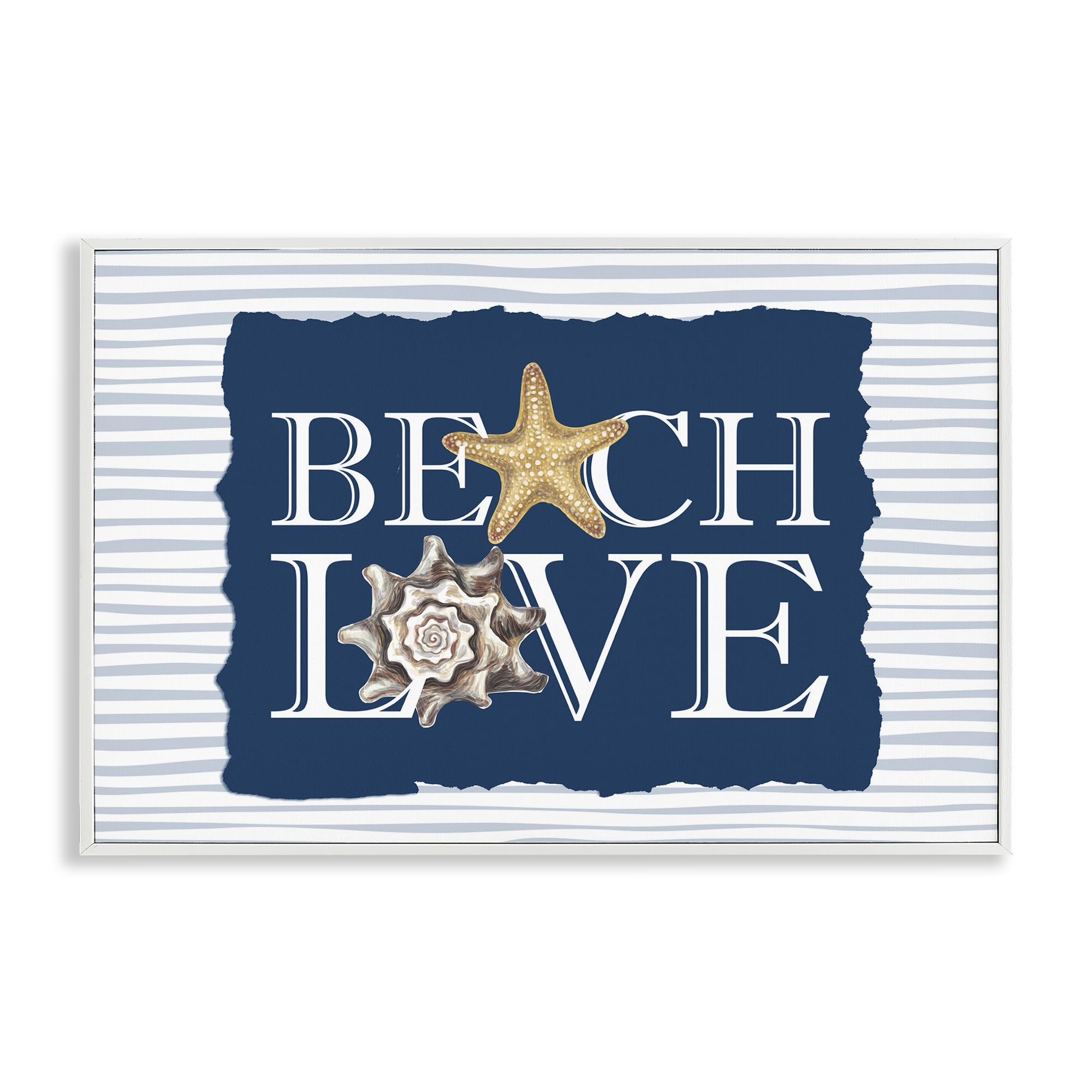 Stupell Industries Coastal White (Textured) 'Beach Love Seashells'| Framed Giclee Art