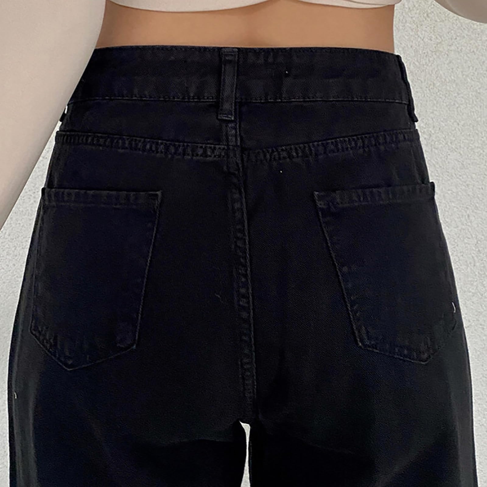 Dżinsy Damskie Proste Nogawki Dżinsy z Wysokim Stanem Długie Spodnie Casual Basic Zwykłe Dżinsy Wsuwane Damskie Spodnie Dżinsowe z Szerokimi Nogawkami Wygodne Spodnie Bootcut Streetwear