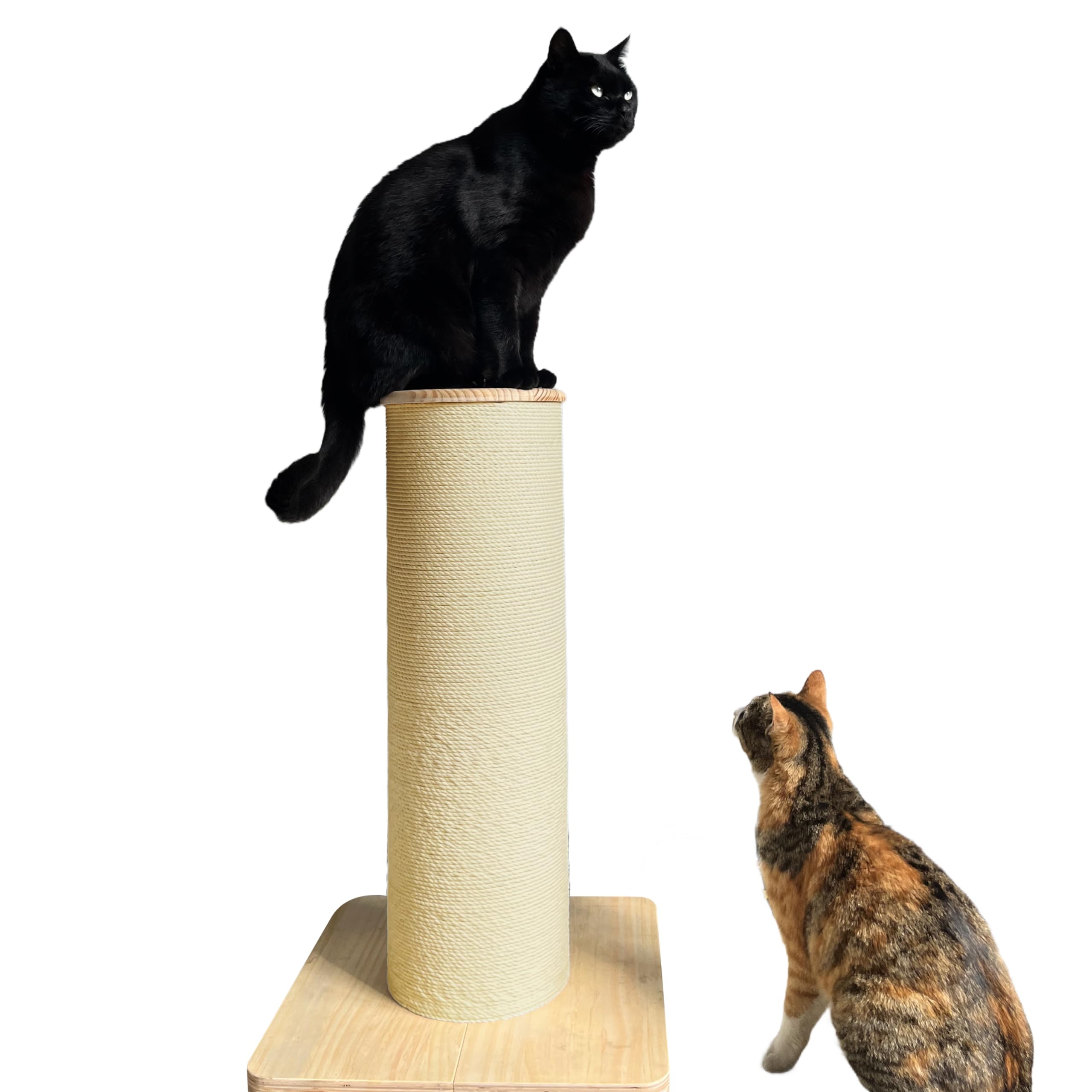 Cat Scratching Post 25.6" High, 7.87" Thick Cat Scratch Post for Biggest Cats (Maine Coon), Solid Wood Base & Natural Sisal Scratching Climbing Posts.
