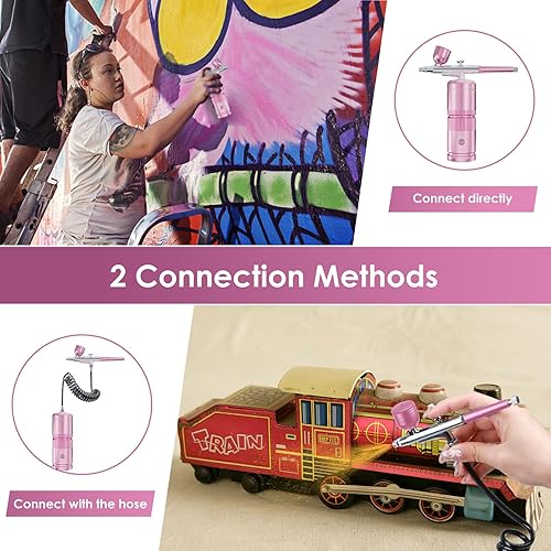 Miniatura 5 de Rexley Kit de aerógrafo - Pistola de aire portátil automática Compresor de aerógrafo recargable Máquina de aerógrafo de uñas - Juego de aerógrafo