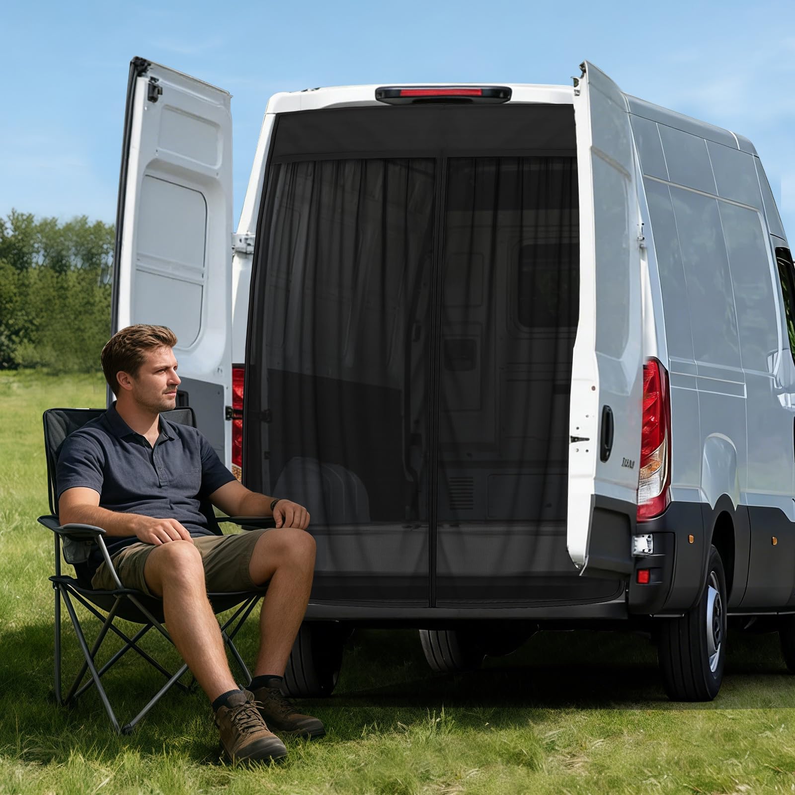 ZWPARTS Zanzariera Magnetica Personalizzata per Iveco Daily 2014-2026, Zanzariera per Furgone per Porta Retro, Zanzariera con Cerniera sulla Porta Centrale