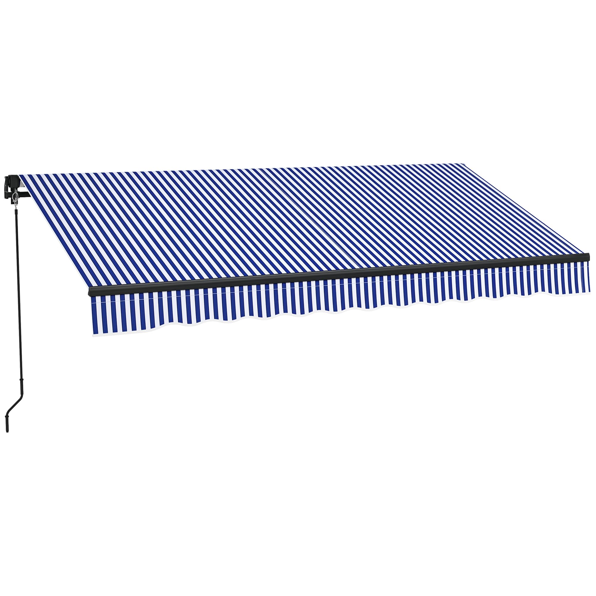 Outsunny Banne Manuel Rétractable Store pour Balcon 3 x 2,5 m Bleu et Blanc