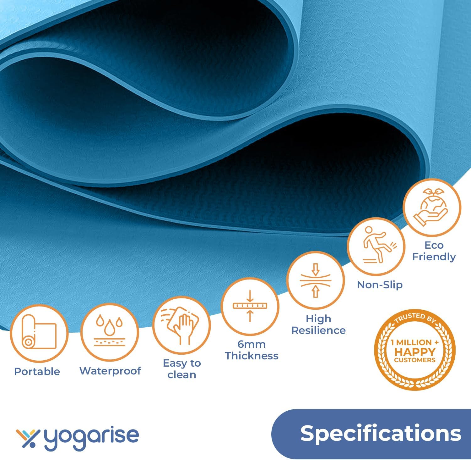 6mm Dual Yoga Mat with Bag & Strap, Yoga Mat for Women & Men, Premium TPE Material Extra Thick Exercise Yoga Mat for Workout, Yoga, Fitness, Exercise Mat Anti Slip Mat, Yoga Mat Gym Mat