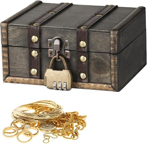 15 x 12 x 7,5 cm Petite Boite en Bois avec Cadenas Co QUIIEOSKIA