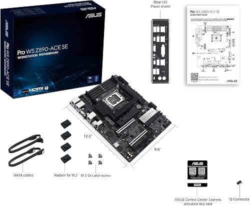 ASUS Pro WS Z890-ACE SE Z890 LGA 1851 ATX, carte mère Intel® Core™ Ultra Series 2 Ready, Advanced AI PC-Ready, PCIe® 5.0, DDR5, 10G et 2.5G LAN, 4X M.2, USB 20 Gbit/s, Thunderbolt™ 4, BMC intégré, AI - 6