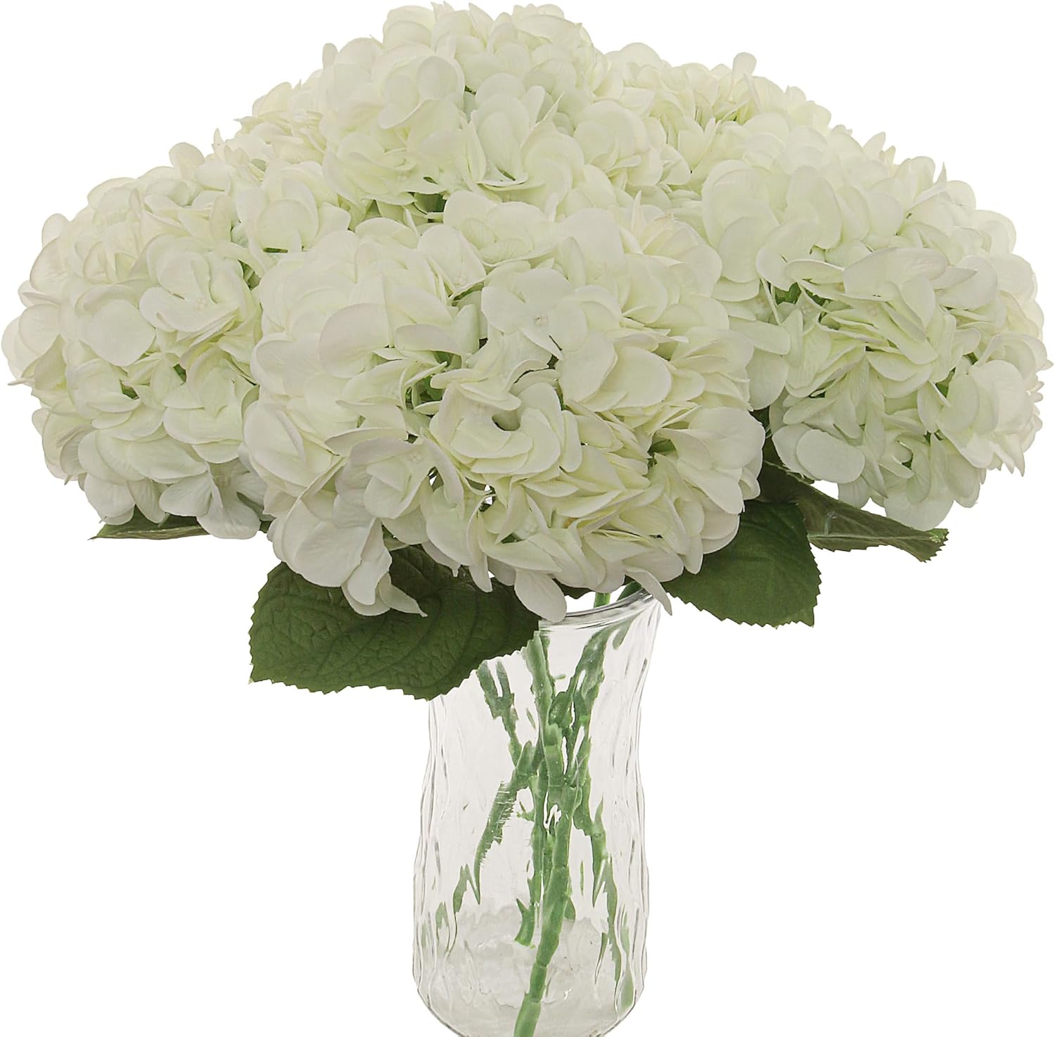 Larksilk 18" Cream Hydrangea Stems|Artificial Silk Flowers with 7" Blooms|Lifelike Faux Floral Stems for Home Décor, Wedding Centerpieces & Event Arrangements| Pak of 6