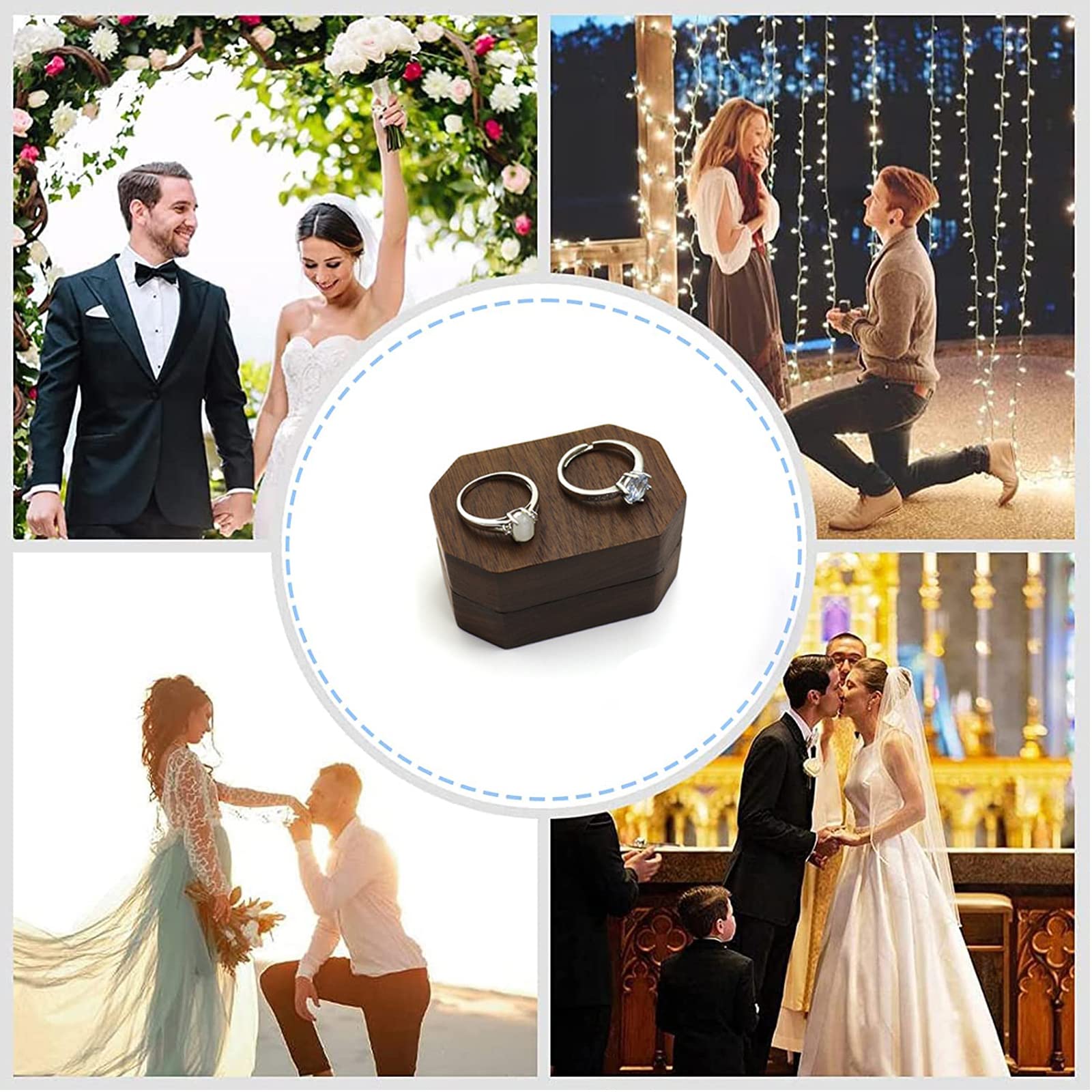Scatola per anelli in legno con incisione - personalizzata - matrimonio, fidanzamento, anniversario - uomo e donna - matrimonio, amore, romanticismo, coppia, sposato - Italia