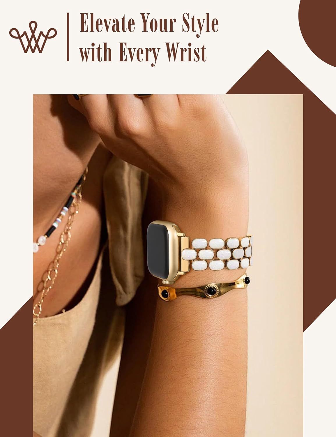 Wearlizer Metal Band Compatible with Apple Watch Bands for Women 40/38/41/42/44/45/46/49mm, Enamel Stainless Steel Strap for iWatch Series 11-1 SE/Ultra - Image 5