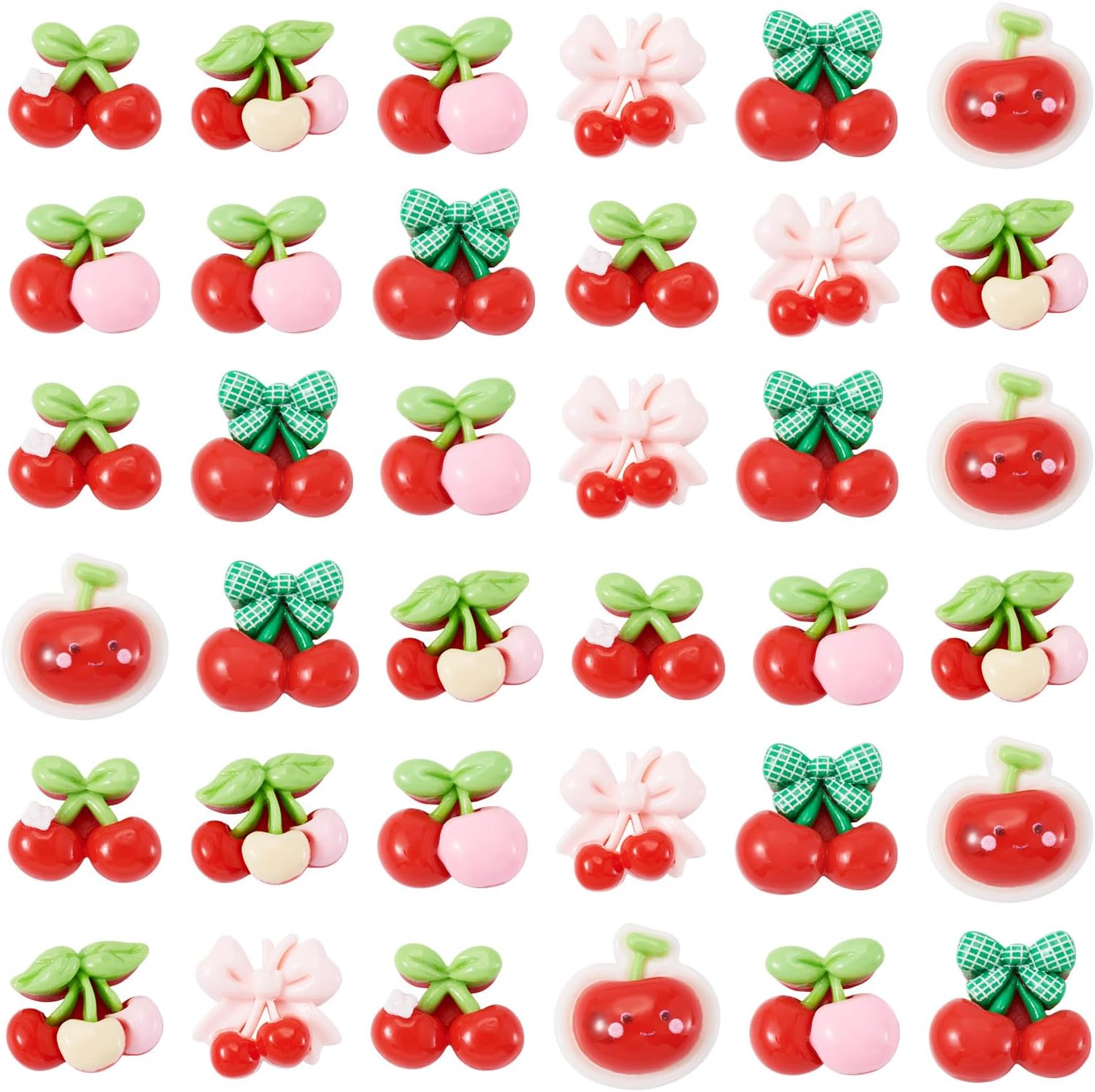 Craftdady 50Pcs Red Cherry Flatback Resin Charm Cabochons Colorful Opaque Fruits Resin Embellishments Decoration Accessories for DIY Phone Case Scrapbooking Hair Clip Jewelry Decor - Image 7