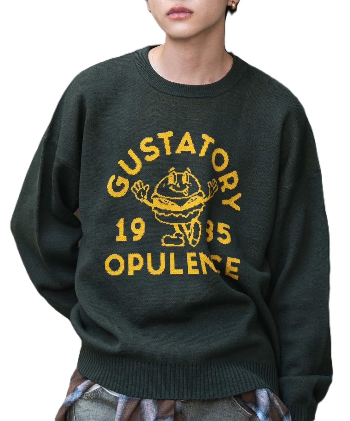 [ウィゴー] 男女兼用 ジャガード グラフィック プルオーバー トップス 長袖 セーター ニット オーバーサイズ 服 秋服 冬服 ギフト プレゼント メンズ