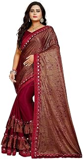 Women Stylish Printed With Lace Boder Half & Half Saree