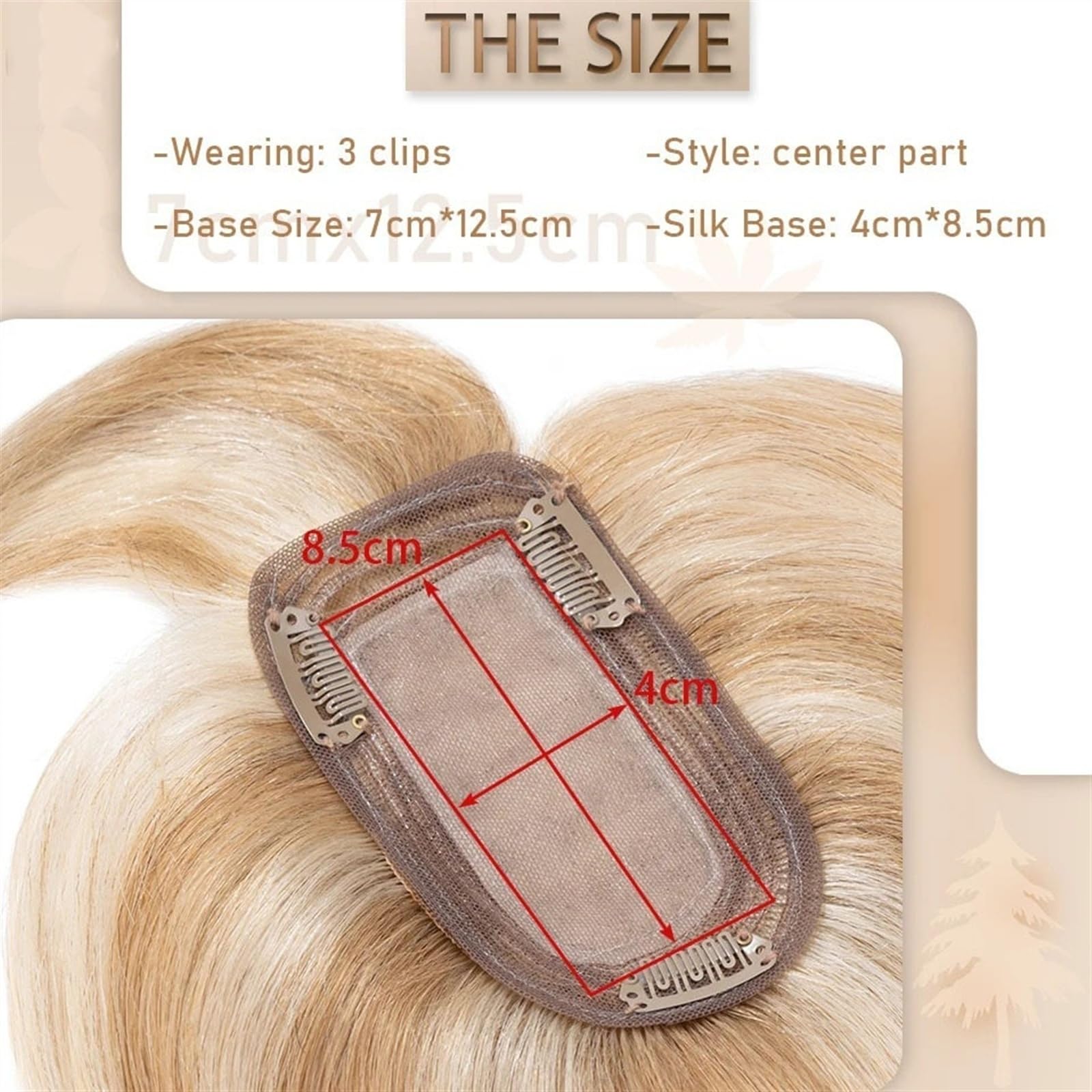 Human Hair Topper with Silk Base for Thinning Hair, 18 Inch Length S-Noilite 18 Inch Hair Topper for Women - Big Base Clip in  main image 2