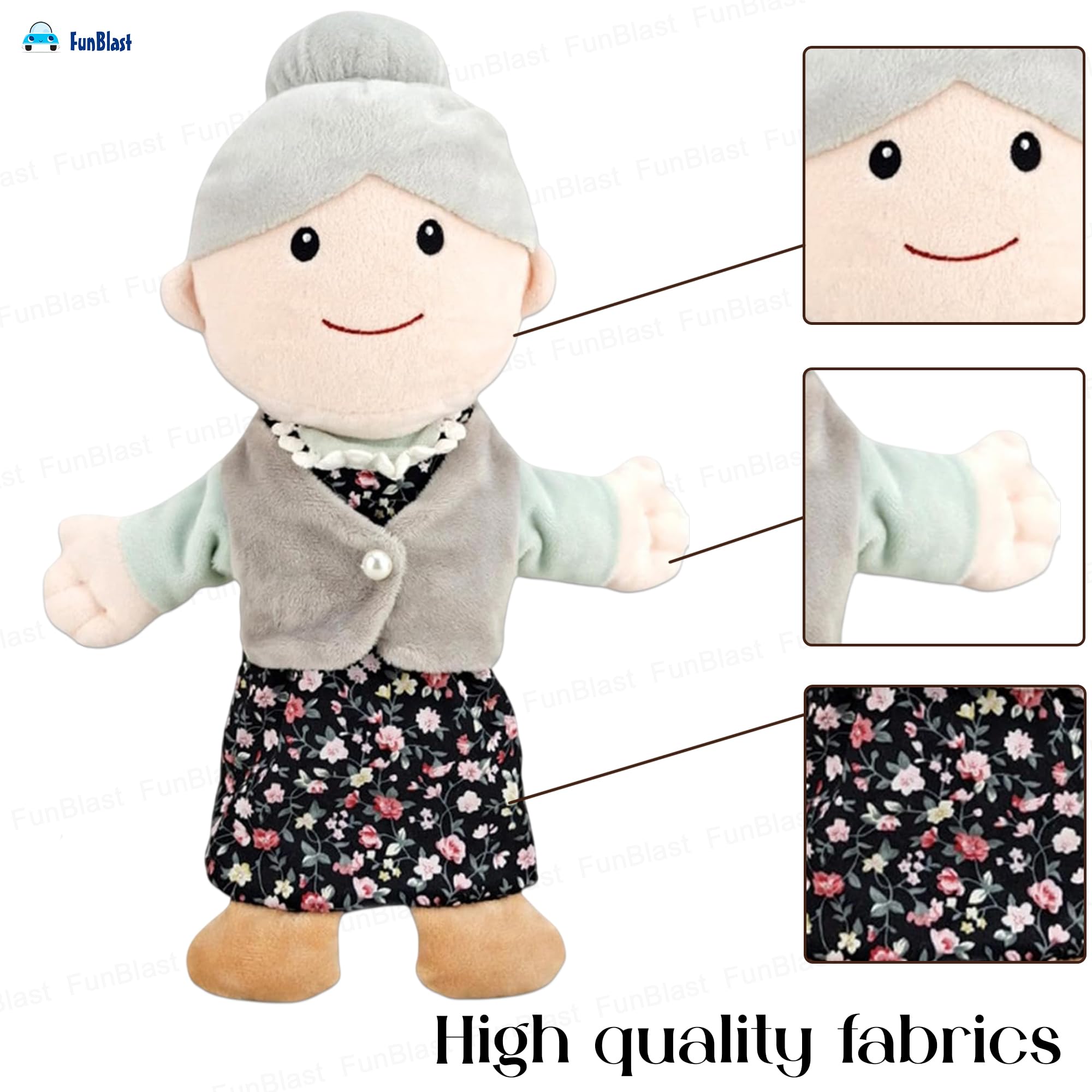 FunBlast Hand Puppet for Kid - Family Members Soft Hand Puppets for Kids Story Telling Puppet for Kids, Hand Puppet Toy, (Multicolor) (Grand Mother) 2