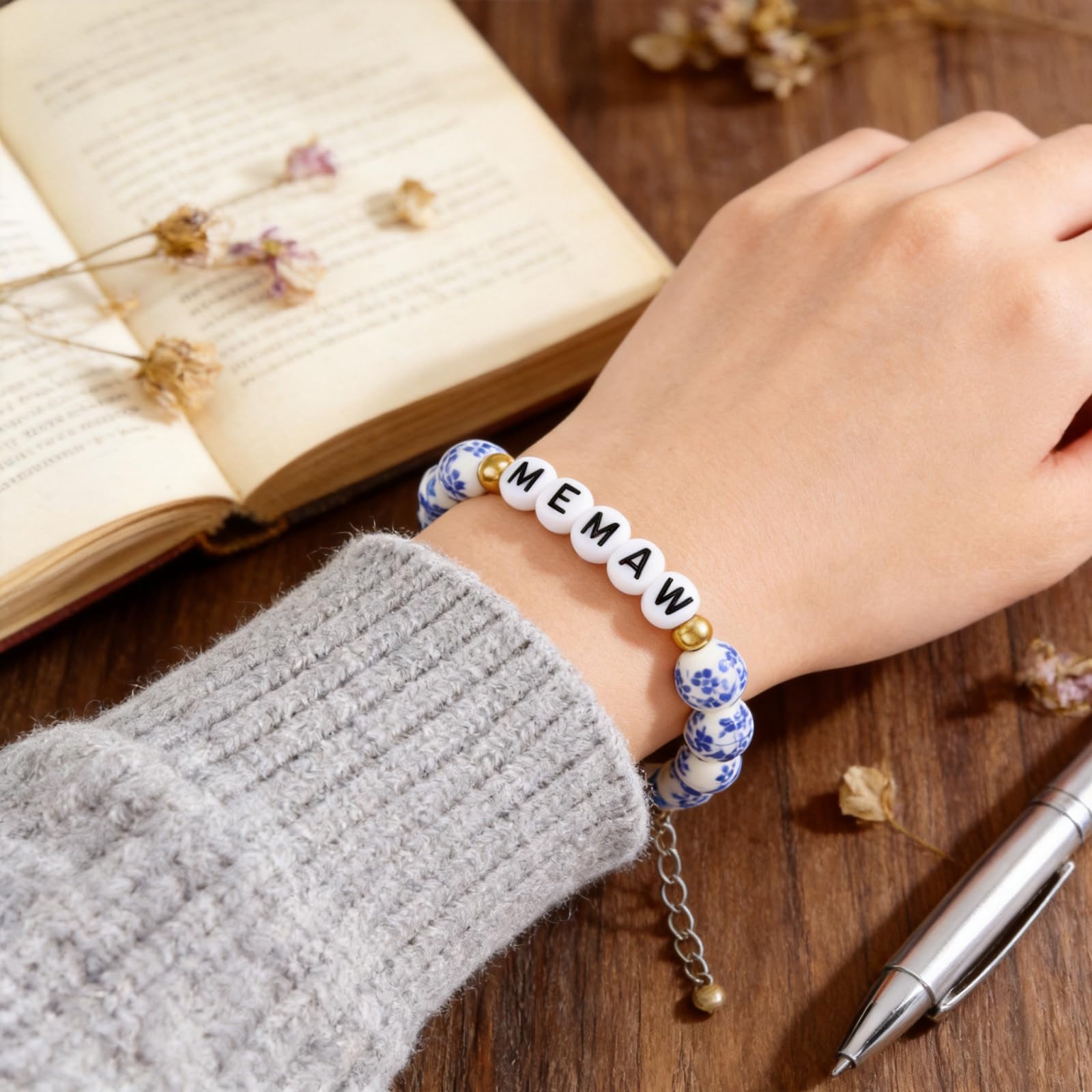 Memaw Gifts from Grandkids Grandchildren for Birthday Beaded Jewelry Best Memaw Bracelet