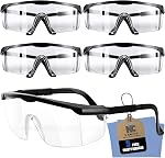 Safety Verres, 5Pack Lunettes de protection à large vision réglables, lunettes de protection légère anti-brouillard
