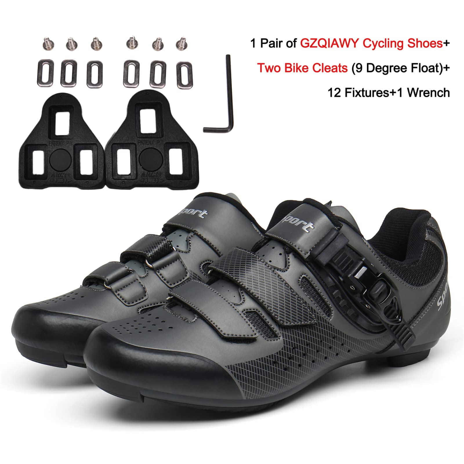 Męskie buty szosowe, kolarskie, sneakersy MTB Clits Route Cleat Dirt Bike Speed Flat Racing damskie SPD pedały kolarstwo górskie, Szary B, 40 EU