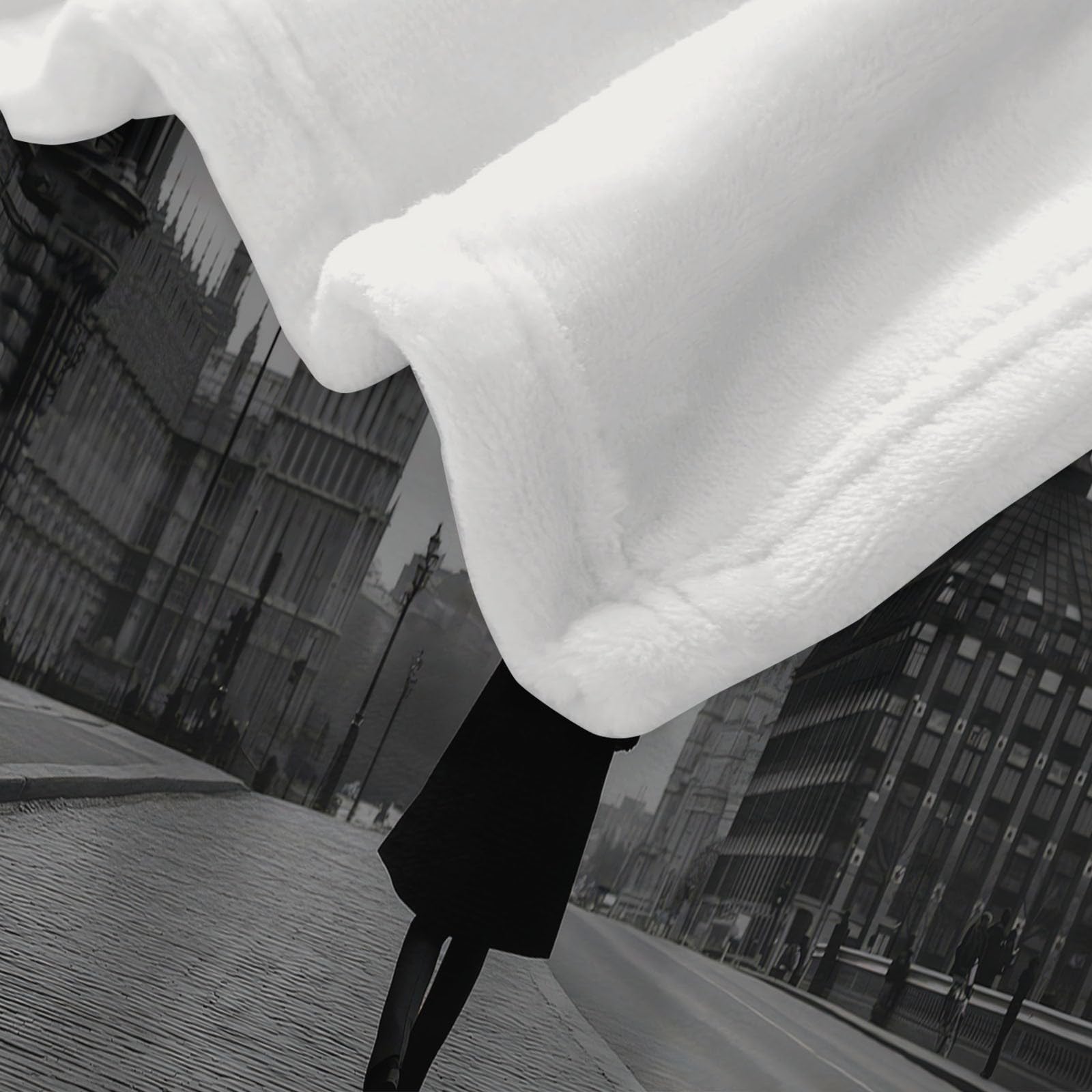 Genérico Flanelowy koc fotograficzny męski Big Ben koce Sherpa 150 x 200 cm miękkie ciepłe koce z mikrofibry, czarno-biały sofa koc wełniany kemping sypialnia salon dekoracja domu