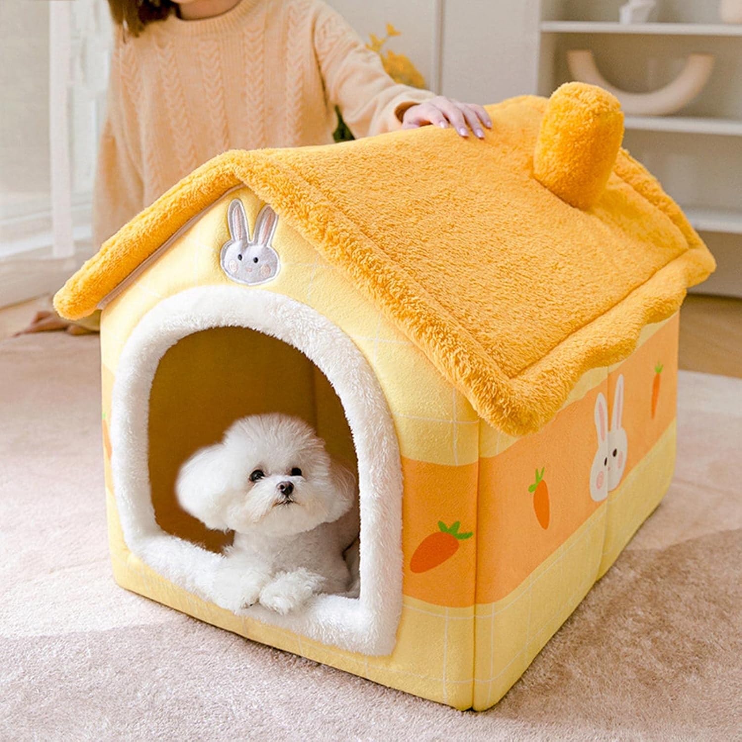 Carrot Pet Warm Bed House Soft Indoor Carrot House Tent Small Animals Thicken Dog for Small