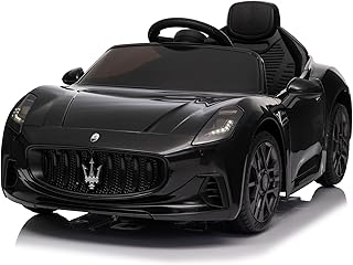 Voiture électrique pour Enfants 12V Maserati GranTurismo, avec klaxon, Musique, démarrage progressif, télécommande, 2,4 GHz, de 1 à 4 Ans (Noir)