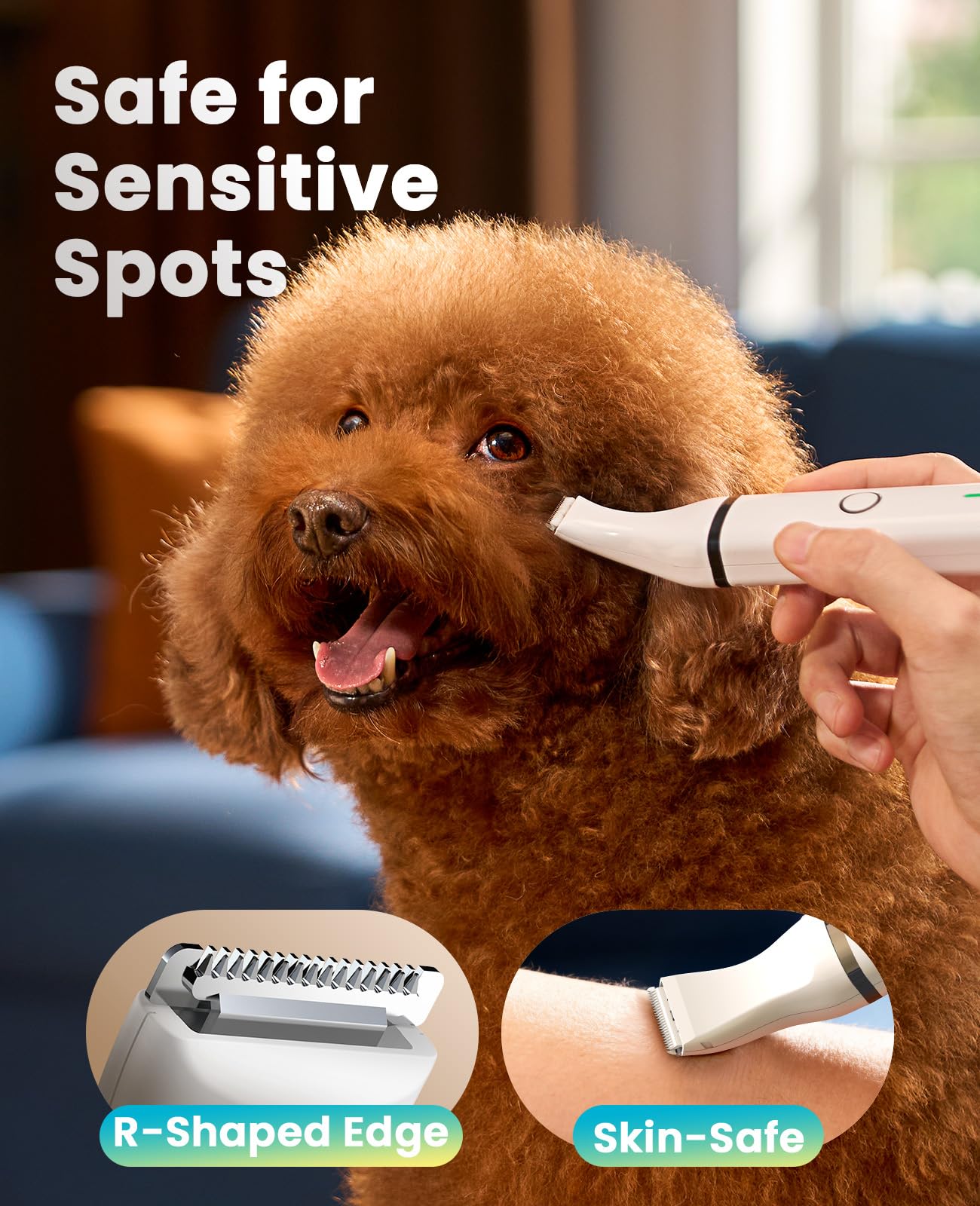 oneisall Dog Clippers with Double Blades,Cordless Small Pet Hair Grooming Trimmer,Low Noise for Trimming Dog's Hair Around Paws, Eyes, Ears, Face, Rump (White) - image 4