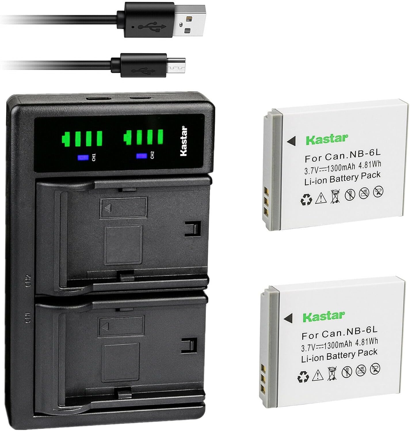 Kastar 4-Pack NB-6L Battery and LTD2 USB Charger Replacement for Canon PowerShot SX600 HS, PowerShot SX610 HS, PowerShot SX700 HS, PowerShot SX710 HS, IXUS 85 is, IXUS 95 is, IXY Digital 25 is Camera
