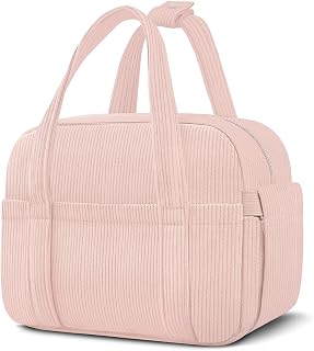 KUBYA Corduroy Lunch Box Lunch Bag for Women Men, Cute Strawberry Small Insulated Reusable Work Leakproof Simple Lunch Boxes Tote Bag Adults Cooler Bag