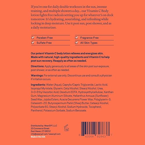 Miniatura 4 de WearSPF Loción corporal con vitamina C, tratamiento de exfoliación restauradora de la piel con ácido láctico y urea, hidrata e hidrata la piel,