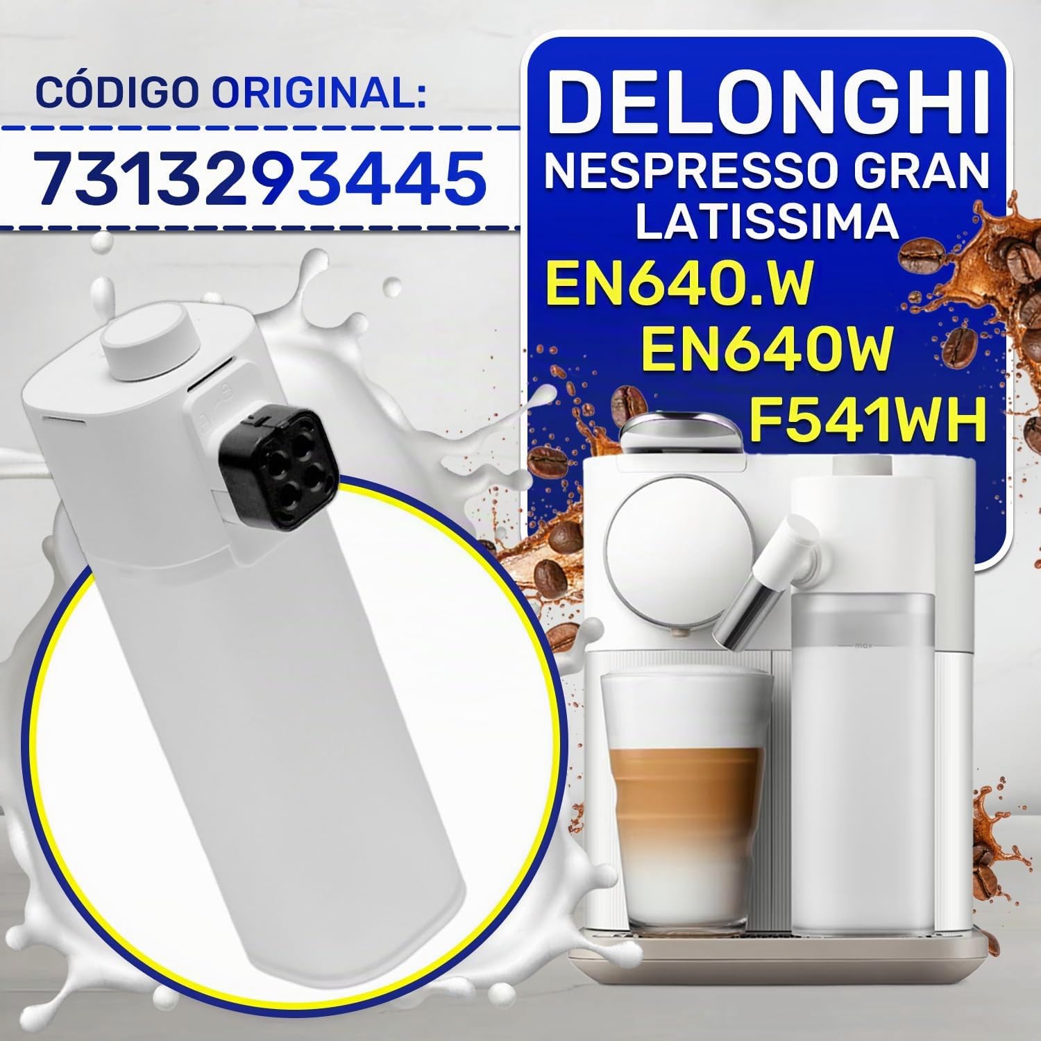 Depósito Leche Cafetera 7313293445 para Delonghi para Nespresso EN640.W | Garantía de 10 Años - MONTERAL