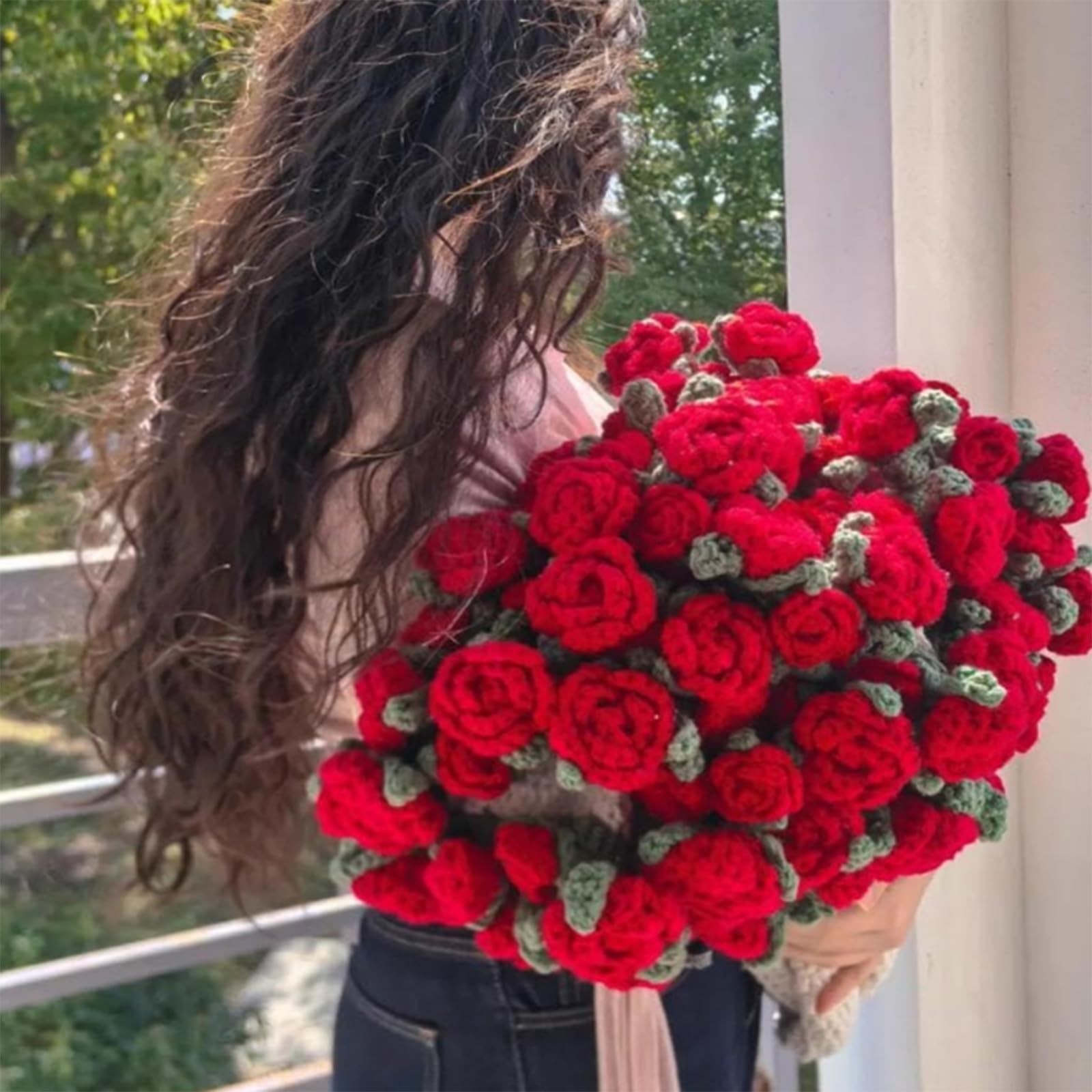 Amazon.com: DIY Handmade Rose Blanket,Crochet Flower Bouquet Round