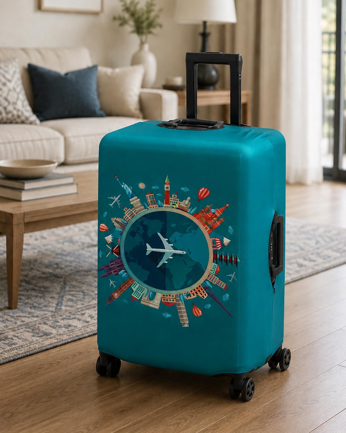 Housse de Valise 18-32 Pouces Fibre de Charbon de Bambou Luggage Cover en Polyester Clear Voyage Luggage Trolley Case Cover Protector