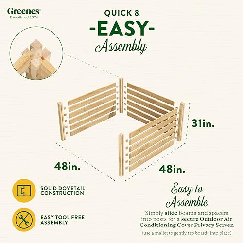 Miniatura 4 de Greenes Fence Cedar - Cubierta de privacidad para aire acondicionado para exteriores, 48 pulgadas de ancho x 48 pulgadas de largo x 31 pulgadas de