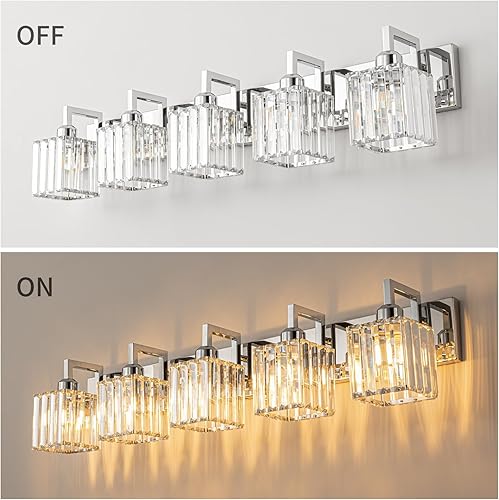 Miniatura 4 de Moderna lámpara de cristal para paredtocador de baño, de 5 luces, color cromo