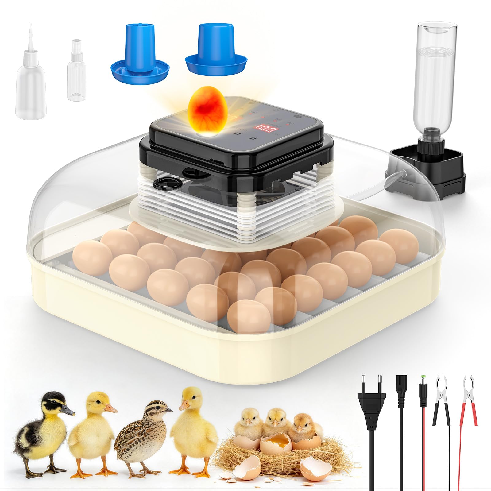 Incubadora Huevos Gallina, Encubadora Huevos 35 Capacidad con Control Preciso de Temperatura y Humedad, Chocadeira De Ovos para Principiantes y Educación