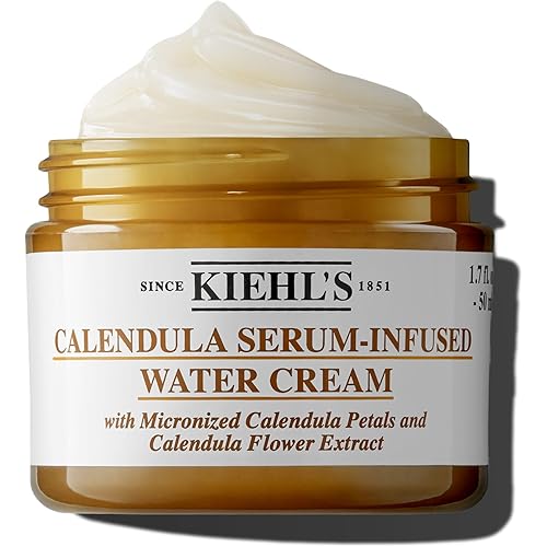 Kiehl's Calendula Serum Infused Water Cream, Soothing Gel Moisturizer for All Skin Types, Visibly Evens Skin Tone & Boosts Radiance in 1 Week, 24HR Hydration, Reduces Redness for Fresh & Radiant Skin