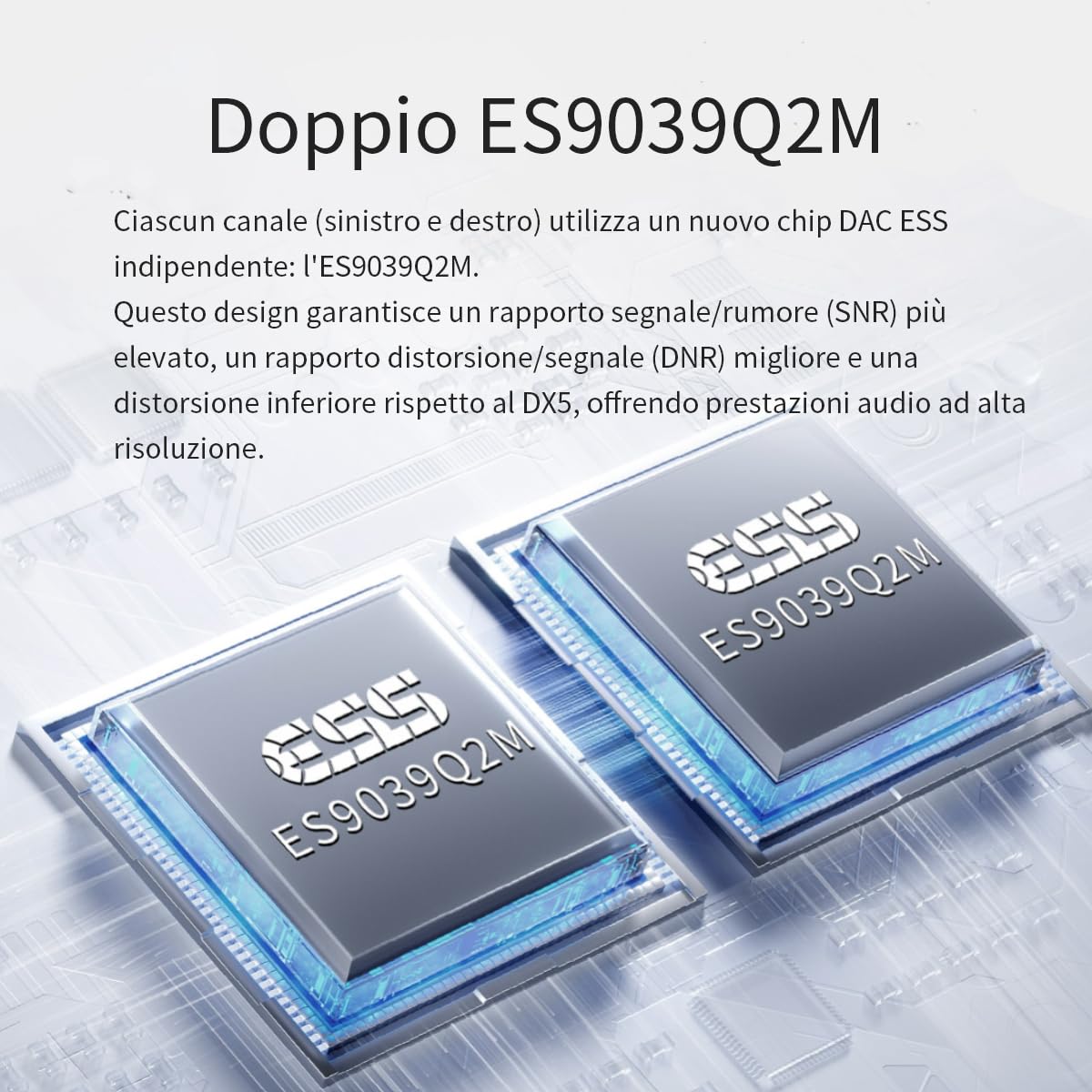 Topping DX5 II Amplificatore DAC Bilanciato 7600 mW ES9039Q2M DSD512 768 kHz USB Ottico Coassiale RCA XLR 6,35 mm 4,4 mm Argento