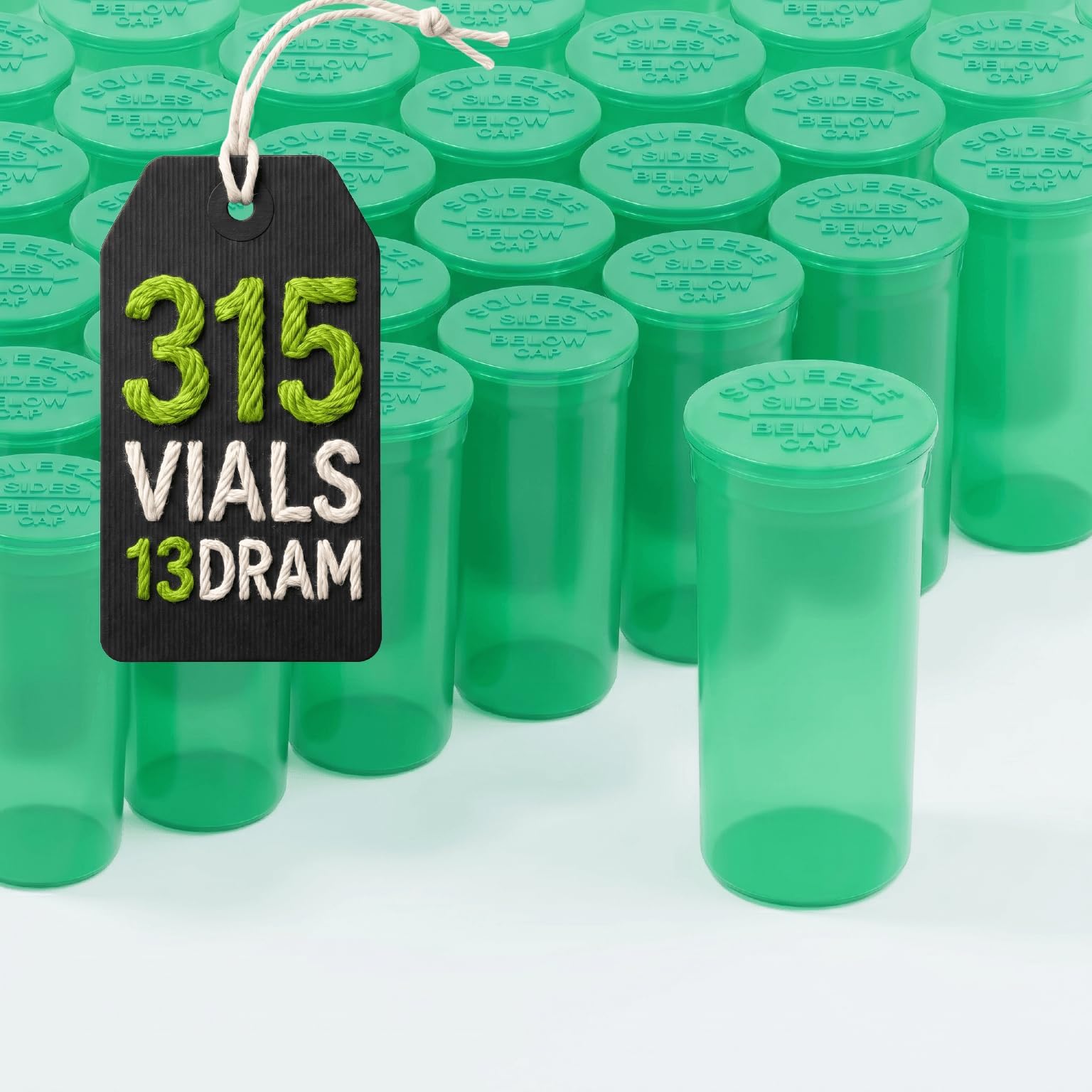 W Gallery 315 Green Vials - 13 Dram Pop Top Bottles, Child Resistant | Airtight Squeeze Top Pill Vials, Durable BPA-Free Plastic, Waterproof Seal, Vitamin & Medicine Storage, Travel Containers
