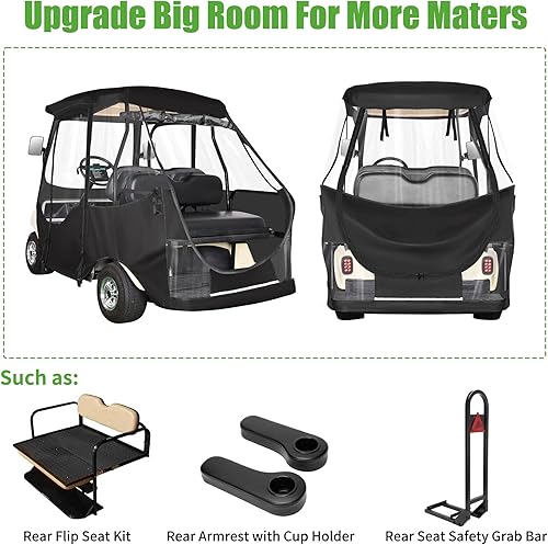 Miniatura 8 de 10L0L Carro de golf para 4 pasajeros, carcasa de conducción para carrito de golf, cubierta de lluvia para Club Car DS techo corto, impermeable,