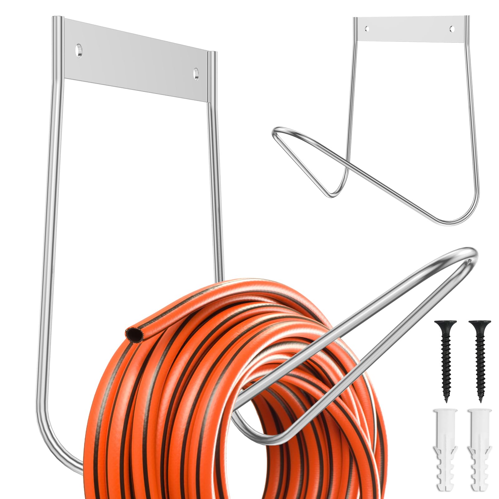 Nihuifdpy 1Pcs(Silver) 1Pcs Garden Metal Hosepipe Holder, Wall Mounted Garden Hose Pipe Hanger With Fittings Included, Solid Steel Garden Hose Holder, Weather Resistant Hosepipe Holder For Wall Storage (1Pcs(Silver))