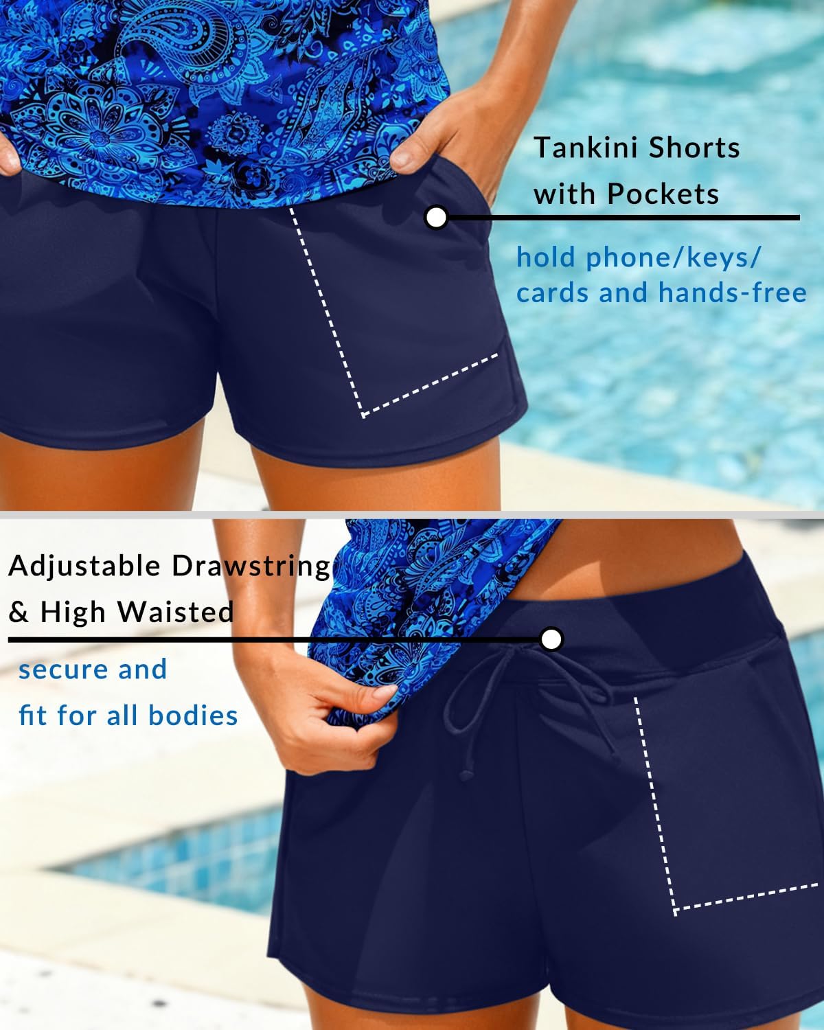 Women Underwire Tankini Swimsuit with Shorts - Two Piece Tummy Control Bathing Suit 2025 Swimwear with Pockets - Image 4